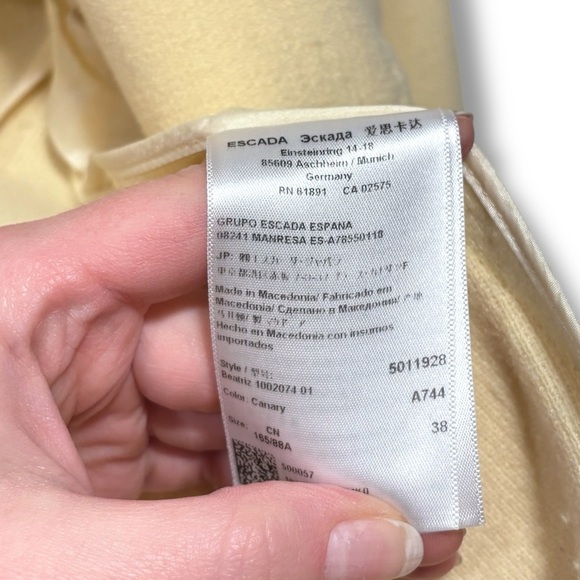 ESCADA Cashmere Wool Retro Blazer Jacket in Canary Yellow Size Small - Picture 10 of 11